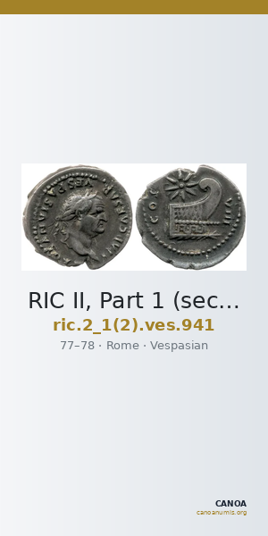 RIC II, Part 1 (second edition) Vespasian 941 — CANOA