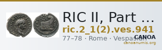 RIC II, Part 1 (second edition) Vespasian 941 — CANOA