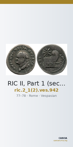 RIC II, Part 1 (second edition) Vespasian 942 — CANOA