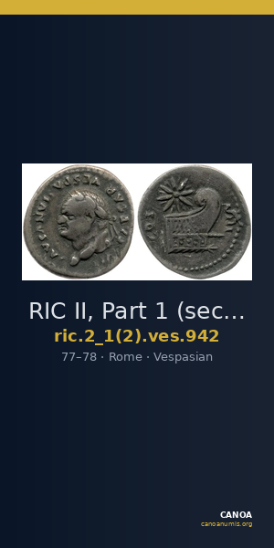 RIC II, Part 1 (second edition) Vespasian 942 — CANOA