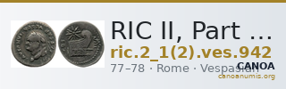 RIC II, Part 1 (second edition) Vespasian 942 — CANOA