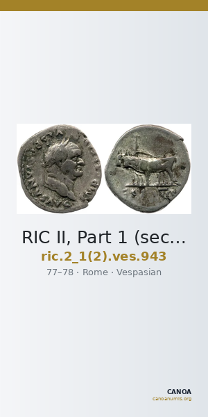 RIC II, Part 1 (second edition) Vespasian 943 — CANOA