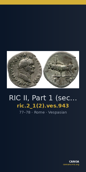 RIC II, Part 1 (second edition) Vespasian 943 — CANOA