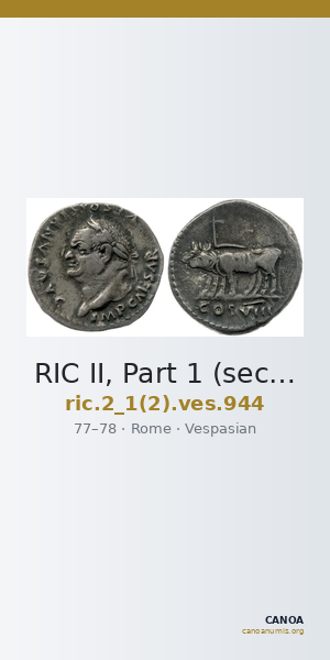 RIC II, Part 1 (second edition) Vespasian 944 — CANOA