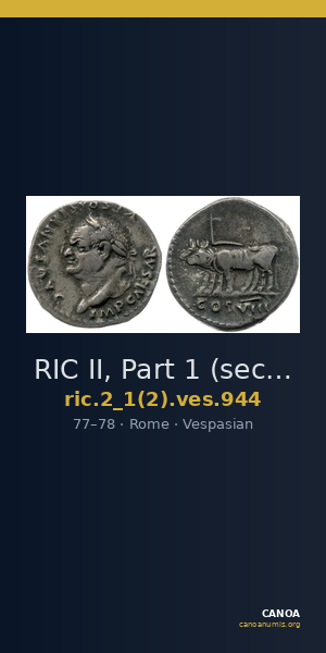 RIC II, Part 1 (second edition) Vespasian 944 — CANOA