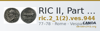 RIC II, Part 1 (second edition) Vespasian 944 — CANOA