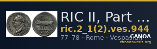 RIC II, Part 1 (second edition) Vespasian 944 — CANOA
