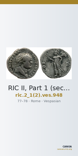 RIC II, Part 1 (second edition) Vespasian 948 — CANOA