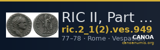 RIC II, Part 1 (second edition) Vespasian 949 — CANOA