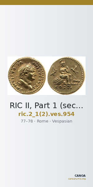 RIC II, Part 1 (second edition) Vespasian 954 — CANOA