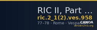 RIC II, Part 1 (second edition) Vespasian 958 — CANOA