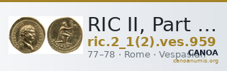 RIC II, Part 1 (second edition) Vespasian 959 — CANOA
