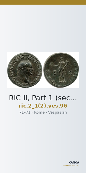 RIC II, Part 1 (second edition) Vespasian 96 — CANOA