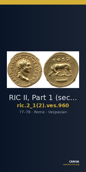 RIC II, Part 1 (second edition) Vespasian 960 — CANOA