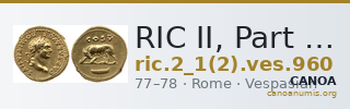 RIC II, Part 1 (second edition) Vespasian 960 — CANOA