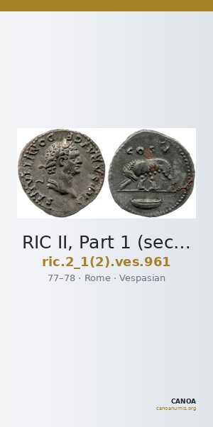 RIC II, Part 1 (second edition) Vespasian 961 — CANOA
