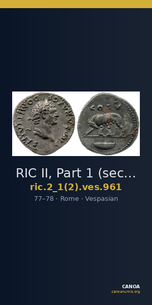 RIC II, Part 1 (second edition) Vespasian 961 — CANOA