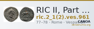 RIC II, Part 1 (second edition) Vespasian 961 — CANOA