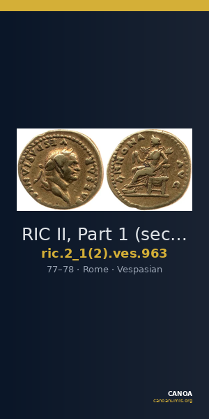 RIC II, Part 1 (second edition) Vespasian 963 — CANOA