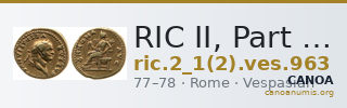 RIC II, Part 1 (second edition) Vespasian 963 — CANOA