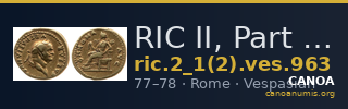 RIC II, Part 1 (second edition) Vespasian 963 — CANOA