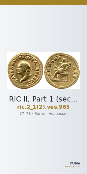 RIC II, Part 1 (second edition) Vespasian 965 — CANOA