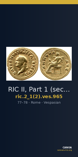 RIC II, Part 1 (second edition) Vespasian 965 — CANOA