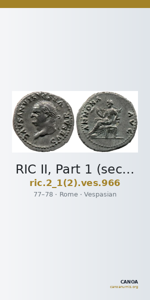RIC II, Part 1 (second edition) Vespasian 966 — CANOA