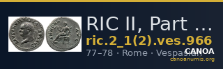 RIC II, Part 1 (second edition) Vespasian 966 — CANOA