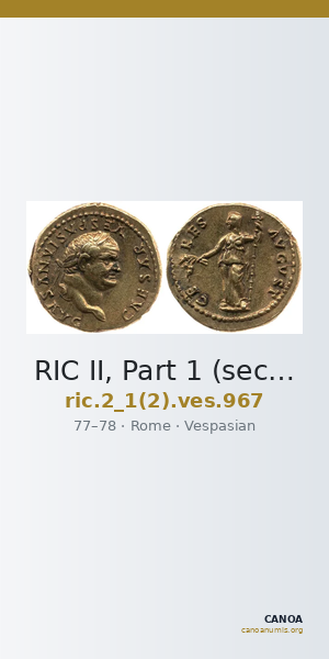 RIC II, Part 1 (second edition) Vespasian 967 — CANOA