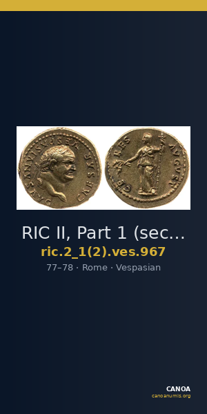 RIC II, Part 1 (second edition) Vespasian 967 — CANOA