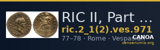 RIC II, Part 1 (second edition) Vespasian 971 — CANOA