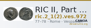 RIC II, Part 1 (second edition) Vespasian 972 — CANOA