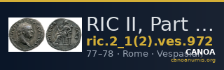 RIC II, Part 1 (second edition) Vespasian 972 — CANOA