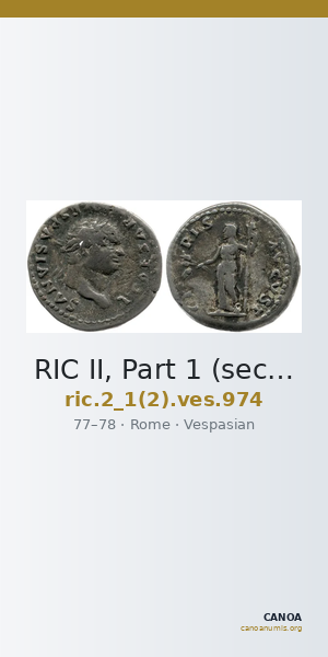 RIC II, Part 1 (second edition) Vespasian 974 — CANOA