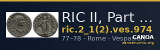 RIC II, Part 1 (second edition) Vespasian 974 — CANOA
