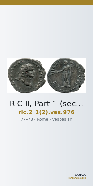 RIC II, Part 1 (second edition) Vespasian 976 — CANOA