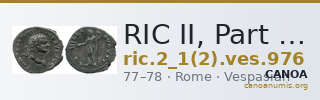 RIC II, Part 1 (second edition) Vespasian 976 — CANOA