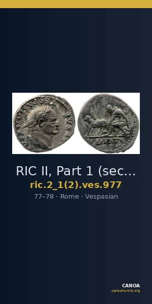 RIC II, Part 1 (second edition) Vespasian 977 — CANOA
