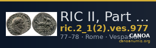 RIC II, Part 1 (second edition) Vespasian 977 — CANOA