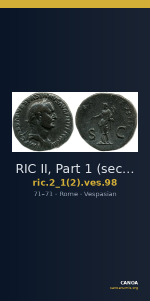 RIC II, Part 1 (second edition) Vespasian 98 — CANOA
