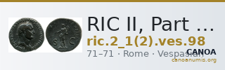 RIC II, Part 1 (second edition) Vespasian 98 — CANOA