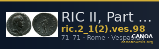 RIC II, Part 1 (second edition) Vespasian 98 — CANOA