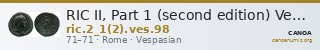 RIC II, Part 1 (second edition) Vespasian 98 — CANOA