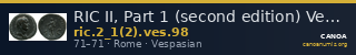 RIC II, Part 1 (second edition) Vespasian 98 — CANOA
