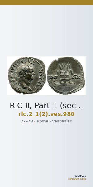 RIC II, Part 1 (second edition) Vespasian 980 — CANOA
