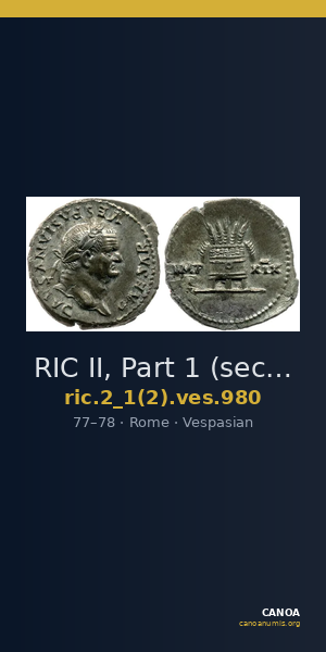 RIC II, Part 1 (second edition) Vespasian 980 — CANOA