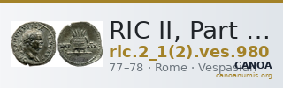 RIC II, Part 1 (second edition) Vespasian 980 — CANOA