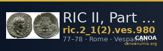 RIC II, Part 1 (second edition) Vespasian 980 — CANOA