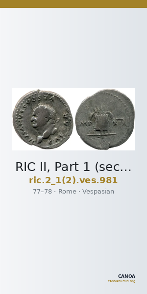 RIC II, Part 1 (second edition) Vespasian 981 — CANOA